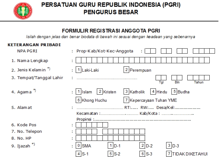 Pendaftaran PGRI Minahasa - Persatuan Guru Republik Indonesia Cabang Minahasa